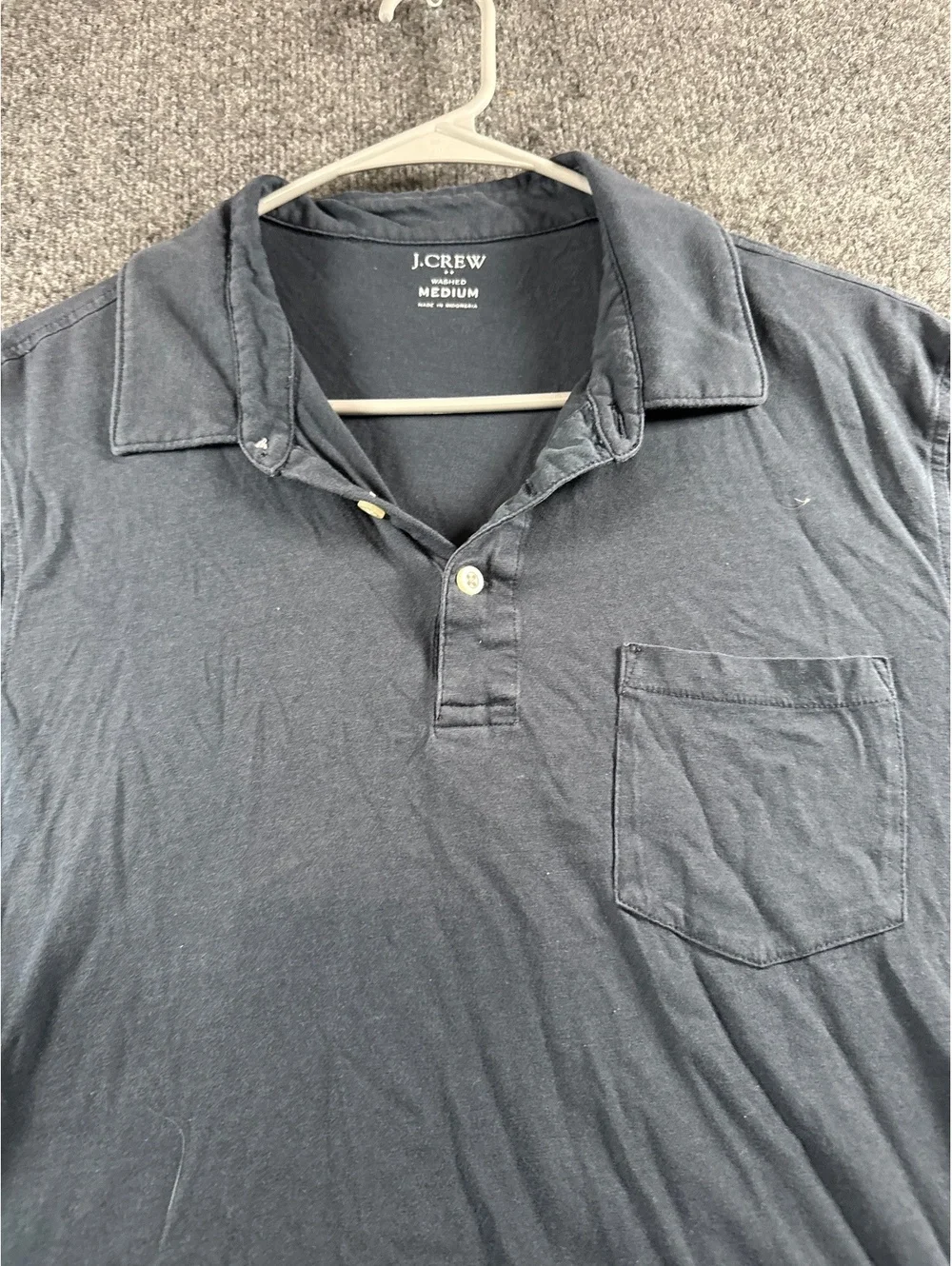 J.Crew Washed Polo Shirt Men's M Black Short Sleeve Cotton Pocket Casual